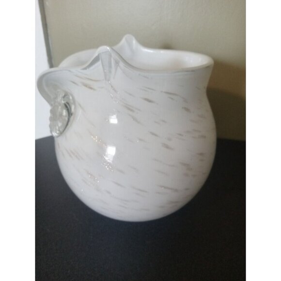 Hand‑Blown Glass Owl Vase – White & Gold Murano‑Style Art Sculpture Collectible - Picture 5 of 5